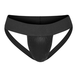 Jock Strap mit Lederklappe, schwarz, S