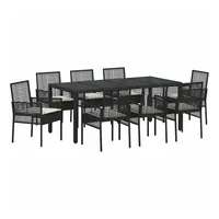vidaXL Garten Essgruppe 9 pcs Schwarz Poly Rattan