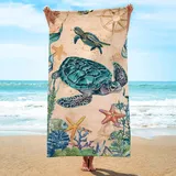 JINGTOPS Strandtücher, Strandtuch Mikrofaser,180X90cm, Meeresschildkröte, Handtuch Schnelltrocknend,Microfaser Badetuch Groß,Strandhandtuch XXL, Beach Towel für Den Strand Poolgeeignet Yoga,