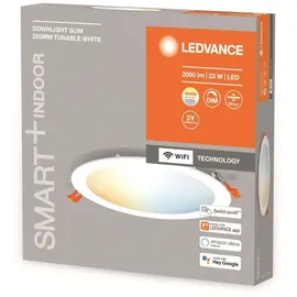 LEDVANCE Smart+ WiFi LED-Einbauleuchte Downlight Slim TW Weiß Ø 22,5 cm
