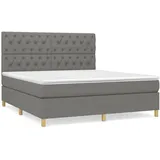vidaXL Boxspringbett mit Matratze Dunkelgrau 160x200 cm Stoff