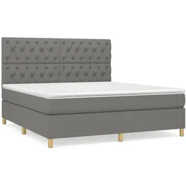 vidaXL Boxspringbett mit Matratze Dunkelgrau 160x200 cm Stoff