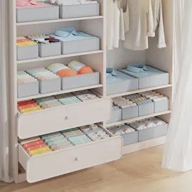 luxuskollektion Schubladen Organizer Aufbewahrungsbox Stoff 12er Set Hellgrau