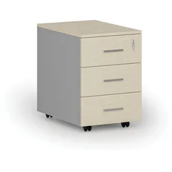 Büro-Rollcontainer PRIMO GRAY, 3 Schubladen, grau/Birke