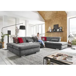 Ecksofa DIE PLANBAR "MP-IN17004 L-Form", grau, B:382cm H:84cm T:124cm, 100% Polyester, Sofas, wahlweise mit Funktionen, Federkern-Polsterung