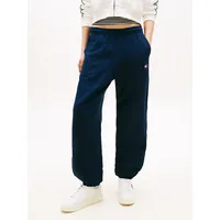 Tommy Hilfiger Sweathose TOMMY JEANS "TJW BADGE SWEATPANT", Damen, Gr. XL (42), N-Gr, schwarz night navy, Web, Obermaterial: 100% Baumwolle, relaxed fit lang, Hosen Sweathose, Relaxed Fit mit Elastikbund am Bein