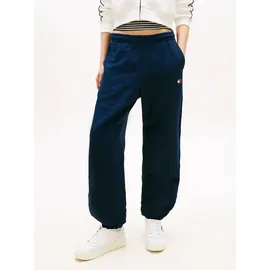 Tommy Hilfiger Sweathose TOMMY JEANS "TJW BADGE SWEATPANT", Damen, Gr. XL (42), N-Gr, schwarz night navy, Web, Obermaterial: 100% Baumwolle, relaxed fit lang, Hosen Sweathose, Relaxed Fit mit Elastikbund am Bein