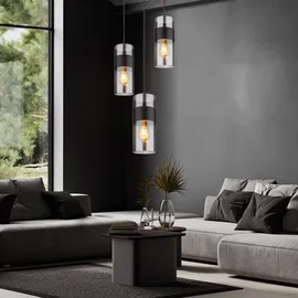 GLOBO Pendelleuchte Hängelampe Deckenleuchte Glas Rauchfarbe Esszimmerlampe 3-Flammig