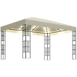 vidaXL Pavillon mit LED-Lichterkette 3x4 m CremeWeiß