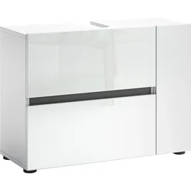 INOSIGN Waschbeckenschrank INOSIGN "MISTER, Bad-Unterschrank, 83 cm breit, 1 Klappe, 1 Tür, 1 Schublade", weiß, B:83cm H:62cm T:34cm, FSC-zertifizierter Holzwerkstoff, Schränke, Waschbeckenunterschrank, Badmöbel, Hochglanz lackiert, Made in Italy, mit