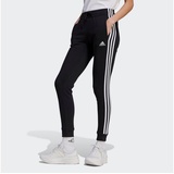 Adidas Essentials 3-Stripes Fleece Jogginghose Damen Hose 3-Streifen, BLACK/WHITE, M