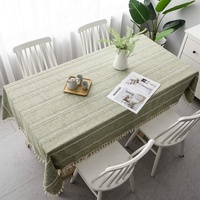 Pahajim Baumwolle Leinen Elegante Tischdecke Waschbare Küchentischabdeckung für Speisetisch Picknick-Party Tischdecke(Streifen - grün, Rechteckig/Oval, 140 x 240 cm)