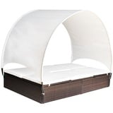 DOTMALL Doppelliege Sonnenliege mit Sonnendach und Polyrattan 194 x 120,5 x 156 cm