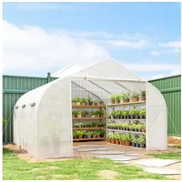 Outsunny Foliengewächshaus Winddichtes Tomatenhaus mit UV-Schutz, Mesh-Fenster, BxTxH: 445 x 300 x 205 cm, BxLxH: 300 x 445 x 205 cm, Treibhaus 1-St., Gewächshaus, weiß, 445L x 300B x 205H cm weiß 445 cm x 205 cm x 300 cm