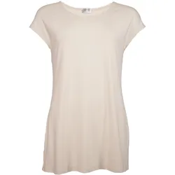 Longshirt SEIDEL MODEN, Damen, Gr. 56, beige, Jersey, Obermaterial: 95% Viskose, 5% Elasthan, casual, normal lang, Rundhals, Kurzarm angeschnitten abgesteppte Kante, Shirts, MADE IN GERMANY