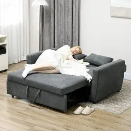 Homcom Schlafsofa, 2-Sitzer Sofa mit Schlaffunktion, Verstellbare Rückenlehne, Couch mit Kissen, Samtoptik, Schlafcouch mit Bettkasten für Wohnzimmer, Sofas & Couches, Schlafsofas