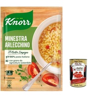 12x Knorr Minestra Arlecchino Suppe mit italienischer Pasta 68g+Polpa 400g