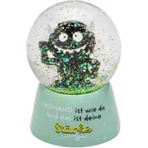 SHEEPWORLD H:PPY Life Traumkugel Monster mit Spruch Stärke | Schneekugel zum Schütteln, Polyresin, Höhe 6,5 cm | Geschenk zum Geburtstag, Freundschaft | 74166