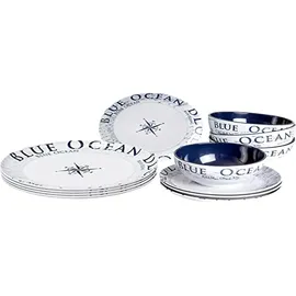 Brunner Blue Ocean Melamin Geschirrset 12-tlg. blau/weiß