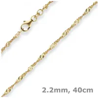 Schmuck Krone Goldkette 2,2mm Singapurkette aus 585 Gelbgold 40cm, Gold 585 goldfarben