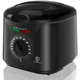 SUPERLEX Friteuse mit Fett 2L Edelstahl 1300W Elektrische Kompakte Mini Fritteuse Öl mit Temperaturregelung für Knusprige Pommes Frites Hähnchen Fisch Snacks Ideal für Küche Haushalt und Gastronomie