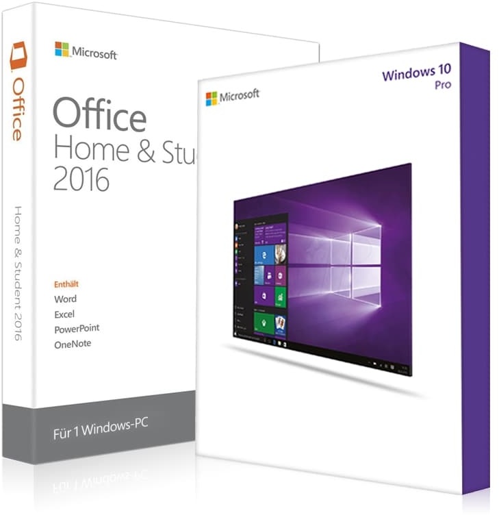 Windows 10 Pro + Office 2016 Home & Student (DE)