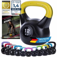 Body & Mind® Kettlebell Kugelhantel 2-20 kg - Workout Gewicht-Hantel für Kraft-Training - Profi Fitness Schwunghantel aus Kunststoff (g - 12 kg)