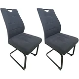 Hti-Living Esszimmerstuhl Freischwinger Samt dunkelgrau 2er Set