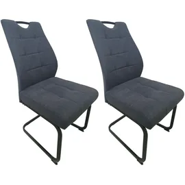 Hti-Living Esszimmerstuhl Freischwinger Samt dunkelgrau 2er Set