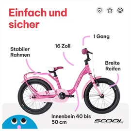 S'COOL SCool niXe 16 Zoll 1-Gang Pink Modell 2025 - 24 cm,