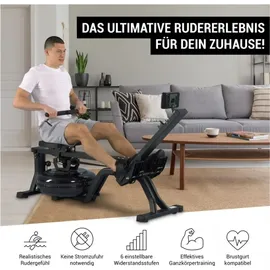 Gorilla Sports GORILLA SPORTS® Wasserrudergerät - mit LCD-Display, Wasserwiderstand, kugelgelagerter Sitz, Transportrollen, bis 150 kg belastbar,