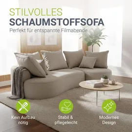 Juskys Eckcouch Samt 4-Sitzer Beige