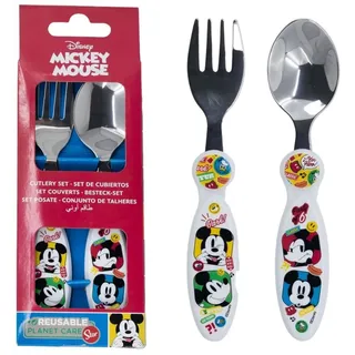 Stor KINDERBESTECK AUS METALL. 2 STÜCK | Mickey Mouse FUN-TASTIC