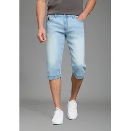 Bruno Banani Jeansbermudas BRUNO BANANI "Hutch-Bermuda", Herren, Gr. 40, Länge 32, blau (light blau), Denim/Jeans, Obermaterial: 98% Baumwolle, 2% Elasthan, unifarben, straight fit kniebedeckend, Jeans, Straight-Fit, normale Leibhöhe, aus elastischem Denim-Material