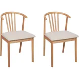 Beliani Esszimmerstuhl, Hellbraun, Beige, Holz, 50x80x57 cm, Esszimmer, Stühle, Esszimmerstühle, Vierfußstühle