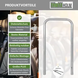Trutzholm Fahrradanlehnbügel 115x58 cm Stahl feuerverzinkt Fahrradständer grau
