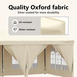 vidaXL Partyzelt Faltbar mit Seitenwänden Creme 3 x 6 m