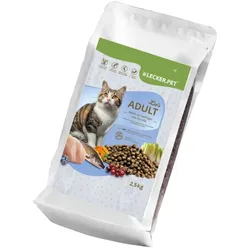 2,5 kg Lecker.Pet® Leo's Adult Geflügel & Forelle Katzen Trockenfutter Vollnahrung