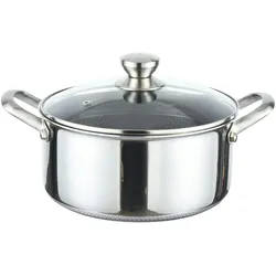 Ø28cm Kochtopf Edelstahl Wabenmuster Induktion Topf mit Glasdeckel Anti Haft Kratzfest Rostfrei