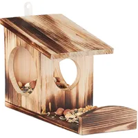 Relaxdays Eichhörnchen Futterhaus zum Hängen Braun