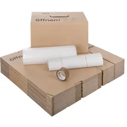 Umzugskomplettpaket 1 bis 2 Zimmer-Wohnung 50 m2 (20 x Umzugskarton 1 x Luftpolsterfolie 1 kg Seidenpapier 1 x Klebeband) SET BB-Verpackungen