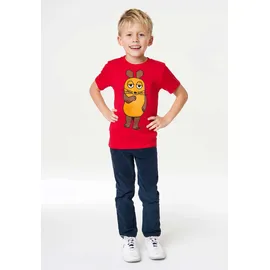 LOGOSHIRT T-Shirt LOGOSHIRT "Sendung mit der Maus - Maus", Mädchen, Gr. 140, rot, 100% Baumwolle, unifarben, normal, Rundhals, Shirts T-Shirt, mit coolem Print