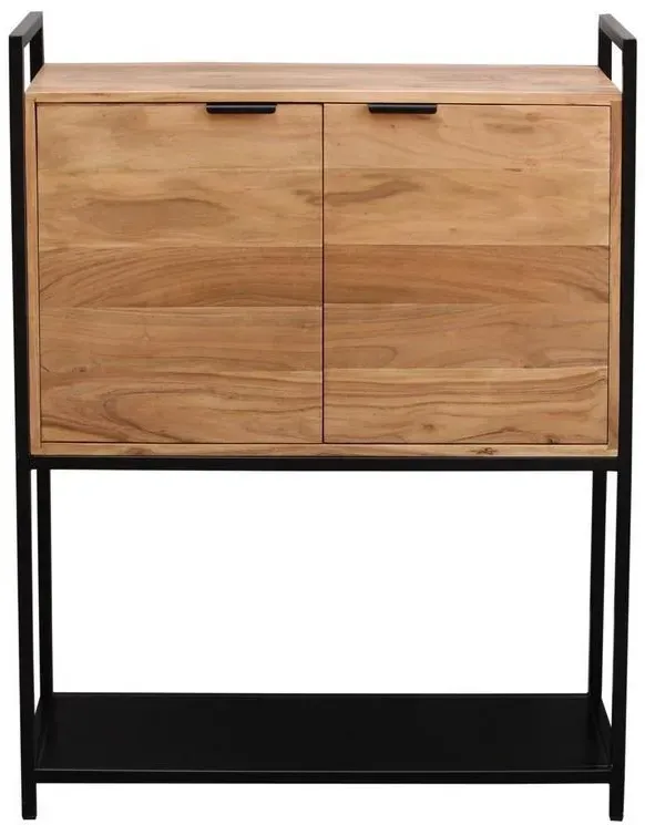 Sideboard aus Akazie und schwarzem Metall H110 cm ARTHUS