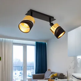 GLOBO Deckenleuchte Deckenlampe Wohnzimmerlampe Metall Schwarz-matt Gold 2 Flammig