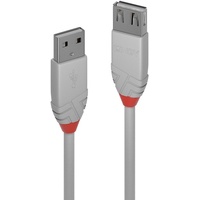 Lindy USB 2.0 USB-A Stecker, USB-A Buchse 1.00m Grau 36712