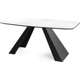 WFL GROUP Esstisch Monte im Modern Stil, Rechteckiger Tisch in Weißer Marmoroptik - Ausziehbar von 160 cm bis 200 cm, Pulverbeschichtete Schwarze Metallbein... - Weiß