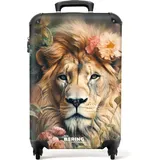 NoBoringSuitcases.com Handgepäck Koffer, Reisekoffer, Reisetasche mit Rollen, TSA Schloss, Hartschalenkoffer, Trolley Handgepäck, Trolley 55x40x20, Trolley, Handgepäck 55x40x20 cm (Löwe - Altrosa)