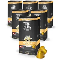 Der-Franz Nespresso kompatible Kaffee Kapseln, 6 x 10 Kapseln, Vanille Aroma, Medium Roast
