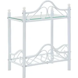 vidaXL Nachttisch Stahl und gehärtetes Glas 45x30,5x60 cm Weiß