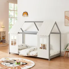 [en.casa] Kinderbett Tostedt 90 x 200 cm Kiefer grau/weiß